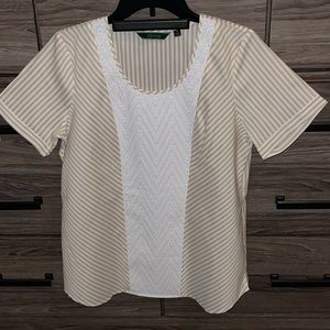 C - Wonder khaki and white striped blouse
